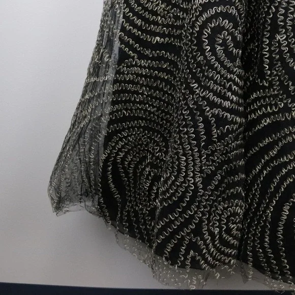 Oscar de la Renta Strapless Black Gold Metallic Swirl Gown Formal Dress Silk 8 - Picture 4 of 11